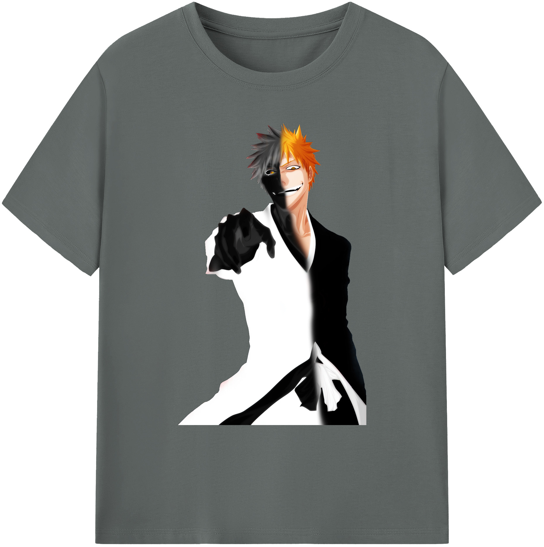 （画像用） ブリーチ 黒崎一護（くろさき いちご）BLEACH Kurosaki Ichigo 綿100％ メンズ半袖Tシャツ｜肌触りやわらか＆通気性